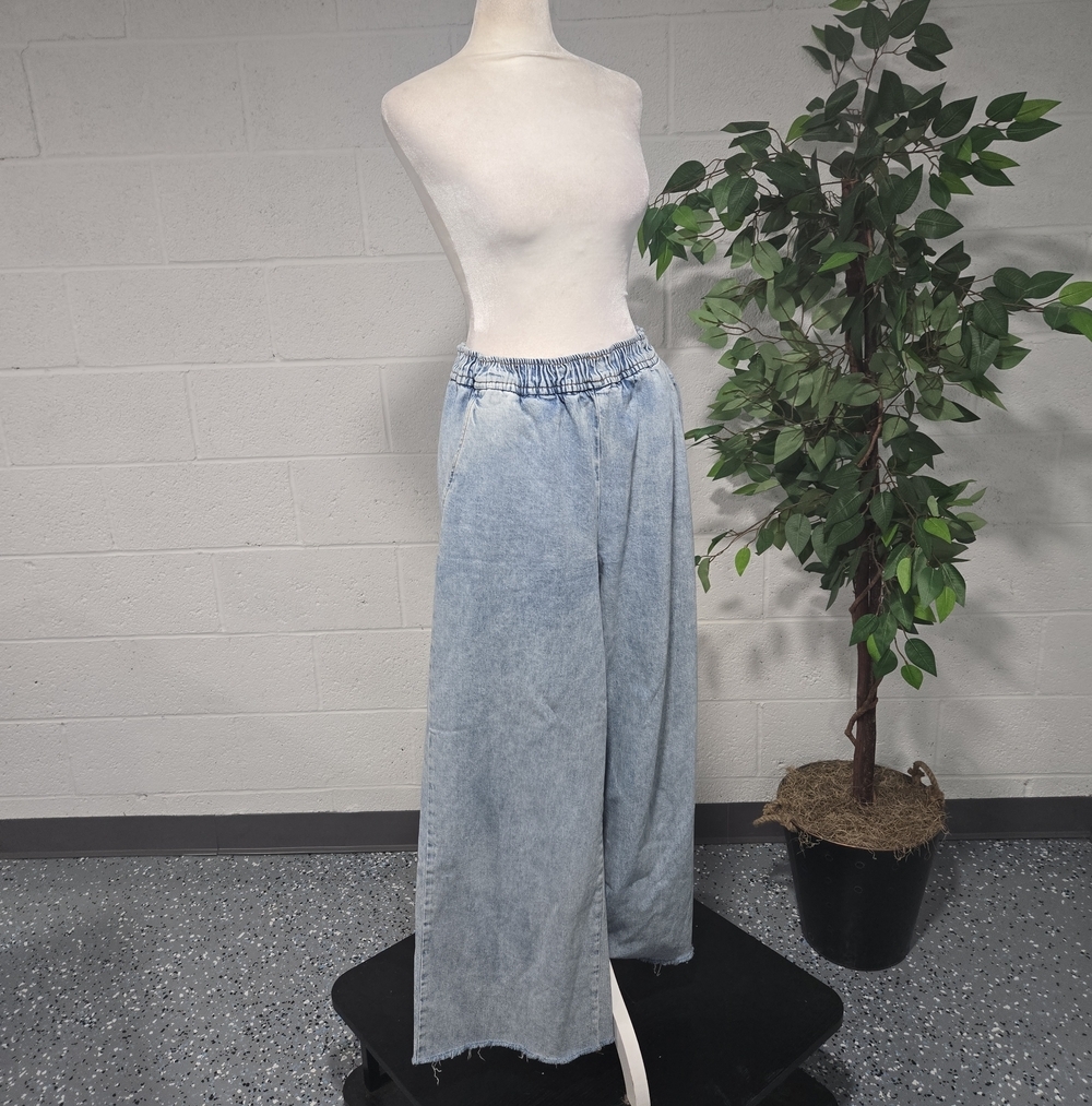 Weworewhat Wide Leg Stretch Denim Boho Festival Jeans Blue Size Small